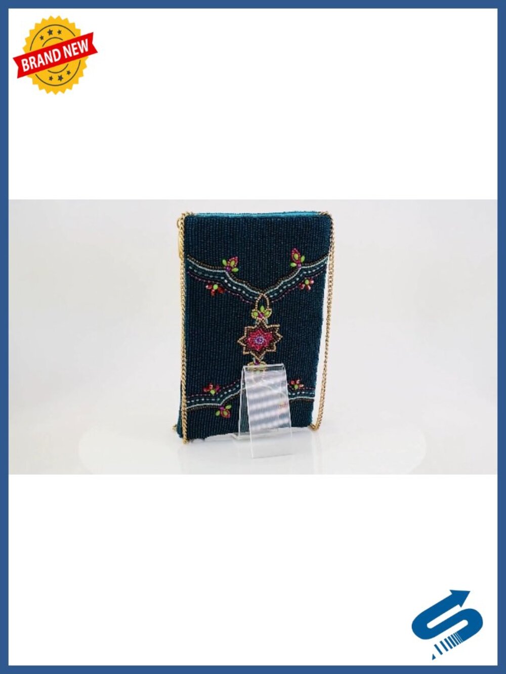 Mary Frances Hand-Beaded Crossbody Cell Phone Bag Evening Clutch Chain Strap - Picture 6 of 6